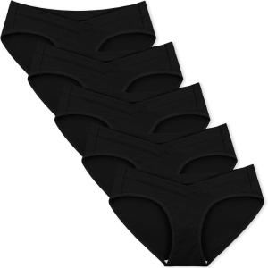 imageINNERSY Womens Maternity Underwear Cotton Plus Size Pregnancy Postpartum Panties 5 Pack5 Black
