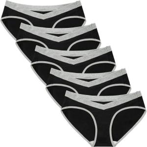 imageINNERSY Womens Maternity Underwear Cotton Plus Size Pregnancy Postpartum Panties 5 Pack5 Black With Grey Waistband
