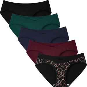 imageINNERSY Womens Maternity Underwear Cotton Plus Size Pregnancy Postpartum Panties 5 PackElegant Dark