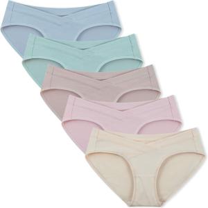 imageINNERSY Womens Maternity Underwear Cotton Plus Size Pregnancy Postpartum Panties 5 PackSolid 2