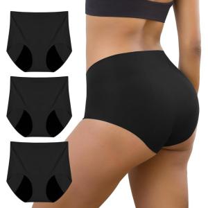 imageINNERSY Period Underwear for Women Seamless Quick Dry Menstrual Panties 3PackSolid Black