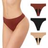 imageINNERSY Period Thongs Underwear for Women Seamless Thongs No Show Sexy Panties 3PackKhaki Noir