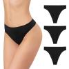 imageINNERSY Period Thongs Underwear for Women Seamless Thongs No Show Sexy Panties 3PackSolid Black