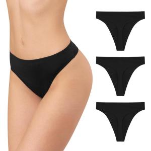 imageINNERSY Period Thongs Underwear for Women Seamless Thongs No Show Sexy Panties 3PackSolid Black
