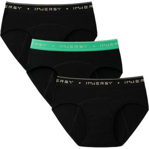 imageINNERSY Teen Girls Period Panties Age 816 Cotton Menstrual Hipster Underwear 3PackGolden Black