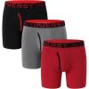 imageINNERSY Mens Quick Dry Boxer Briefs Moisture Wicking Underwear for TravelampampWorkout 3PackBlackGreyRed