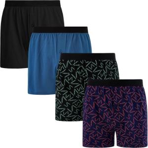 imageINNERSY Mens Cotton Boxer Shorts Knit Boxers with Soft Stretchy Waistband 4PackAurora