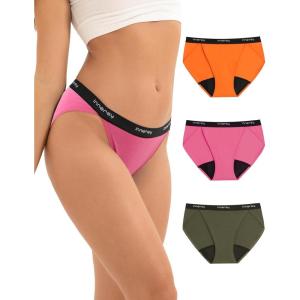 imageINNERSY Womens Bikini Period Underwear Cotton Menstrual Leakproof Panties 3PackSunset Forest