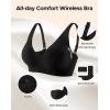 imageINNERSY Womens Seamless Wireless Bra Soft No Underwire Push Up Bralette Full Coverage Everyday BraBlack