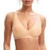 imageINNERSY Womens Seamless Wireless Bra Soft No Underwire Push Up Bralette Full Coverage Everyday BraNude