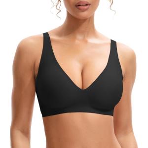 imageINNERSY Womens Seamless Wireless Bra Soft No Underwire Push Up Bralette Full Coverage Everyday BraBlack