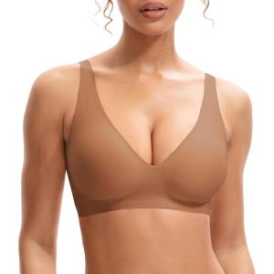 imageINNERSY Womens Seamless Wireless Bra Soft No Underwire Push Up Bralette Full Coverage Everyday BraBrown