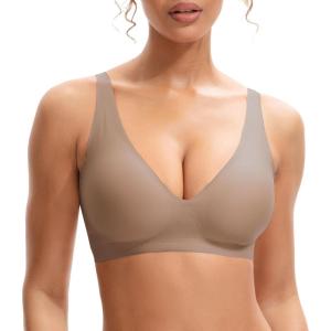 imageINNERSY Womens Seamless Wireless Bra Soft No Underwire Push Up Bralette Full Coverage Everyday BraMocha