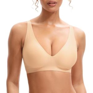 imageINNERSY Womens Seamless Wireless Bra Soft No Underwire Push Up Bralette Full Coverage Everyday BraNude