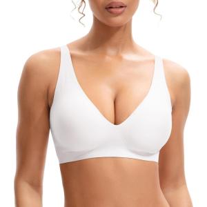 imageINNERSY Womens Seamless Wireless Bra Soft No Underwire Push Up Bralette Full Coverage Everyday BraWhite