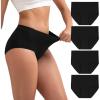 imageINNERSY Womens Cotton Underwear High Waist Ladies Briefs Full Coverage Panties 4PackBlack