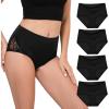 imageINNERSY Womens High Waisted Lace Nylon Underwear Soft Full Coverage Brief Panties 4 PackBlack