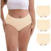 imageINNERSY Womens Plus Size XL5XL Seamless Underwear High Waisted Brief No Show Panties 3PackNude