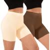 imageINNERSY Womens Seamless Slip Shorts for Under Dresses Anti Chafing Cooling Boy Shorts 2PackBrownNude