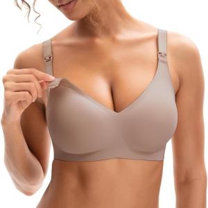 imageINNERSY Seamless Nursing Bras for Breastfeeding Maternity Bras for Pregnancy Comfortable BraletteMocha