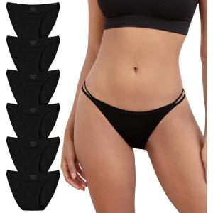 imageINNERSY String Bikini Panties for Women Sexy Silky Cheeky Underwear 6PackPure Black