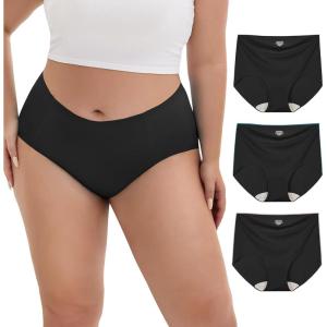 imageINNERSY Womens Plus Size XL5XL Seamless Underwear High Waisted Brief No Show Panties 3PackBlack