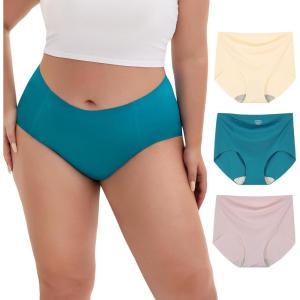 imageINNERSY Womens Plus Size XL5XL Seamless Underwear High Waisted Brief No Show Panties 3PackLilacNudeTurquoise