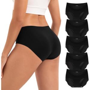 imageINNERSY Womens Seamless Underwear No Show Invisible Lightweight Hipster Panties 5PackBlack