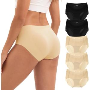 imageINNERSY Womens Seamless Underwear No Show Invisible Lightweight Hipster Panties 5PackBlackNude
