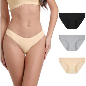 imageINNERSY Seamless Underwear for Women Hipster No Show Bikini Invisible Panties 3PackShadow Grey