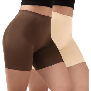 imageINNERSY Womens Slip Shorts for Under Dresses Anti Chafing Boyshorts Underwear2packdark BrownNude