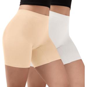 imageINNERSY Womens Slip Shorts for Under Dresses Anti Chafing Boyshorts Underwear2packnudeWhite