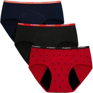 imageINNERSY Period Underwear for Teens Girls Cotton Menstrual Panties 3PackMoonlight Star