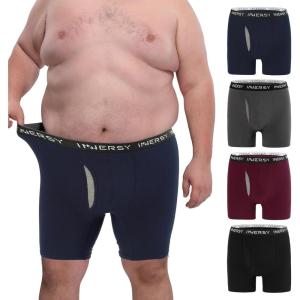 imageINNERSY Mens Big and Tall Boxer Briefs Cotton Moisture Wicking Underwear 4PackDark Retro