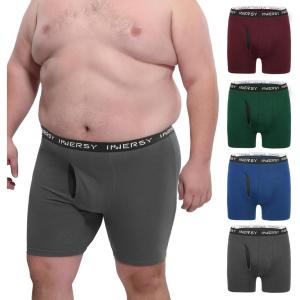 imageINNERSY Mens Big and Tall Boxer Briefs Cotton Moisture Wicking Underwear 4PackVintage