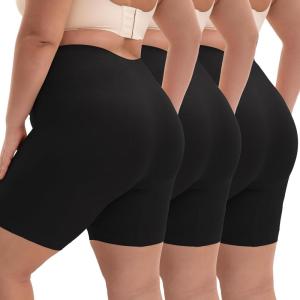 imageINNERSY Womens Plus Size Slip Shorts for Under Dresses AntiChafing Smooth Summer Shorts 3PackBlack
