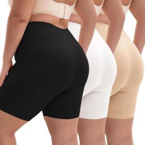 imageINNERSY Womens Plus Size Slip Shorts for Under Dresses AntiChafing Smooth Summer Shorts 3PackBlack White Nude