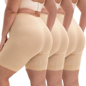 imageINNERSY Womens Plus Size Slip Shorts for Under Dresses AntiChafing Smooth Summer Shorts 3PackNude