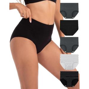 imageINNERSY Womens Underwear Cotton Briefs Soft Underwear for Women Breathable High Waisted Panties 5 PackDotsgray