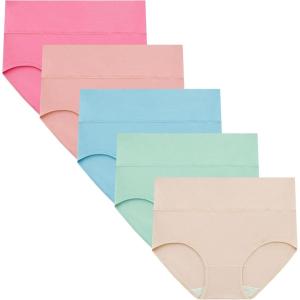 imageINNERSY Womens Underwear Cotton Briefs Soft Underwear for Women Breathable High Waisted Panties 5 PackMacaroon