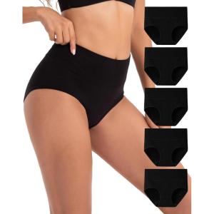 imageINNERSY Womens Underwear Cotton Briefs Soft Underwear for Women Breathable High Waisted Panties 5 PackSolid Black