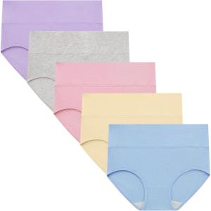 imageINNERSY Womens Underwear Cotton Briefs Soft Underwear for Women Breathable High Waisted Panties 5 PackStyle 1