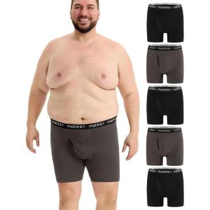 imageINNERSY Mens Big and Tall Boxer Briefs Stretch Cotton Moisture Wicking Underwear 5PackCharcoal  Black