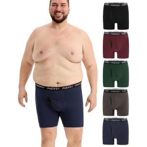 imageINNERSY Mens Big and Tall Boxer Briefs Stretch Cotton Moisture Wicking Underwear 5PackDark Retro