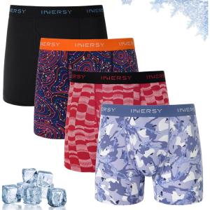 imageINNERSY Mens Breathable Mesh Boxer Briefs Cooling Moisture Wicking Underwear for Summer 4PackCamouflage Maze