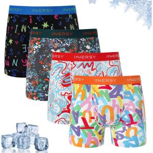 imageINNERSY Mens Breathable Mesh Boxer Briefs Cooling Moisture Wicking Underwear for Summer 4PackGraffiti Art