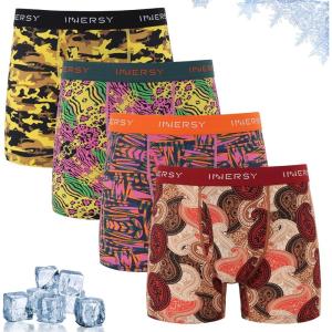 imageINNERSY Mens Breathable Mesh Boxer Briefs Cooling Moisture Wicking Underwear for Summer 4PackTropic Charm