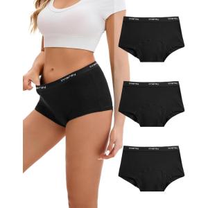 imageINNERSY Womens Period Boxers Underwear Leak Proof Menstrual Boy Shorts Panties 3PackBlack