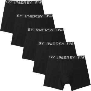 imageINNERSY Boys Underwear Moisture Wicking Boxer Briefs Size 618 for Teens 5PackSolid Black