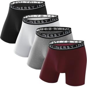imageINNERSY Mens Bamboo Viscose Boxer Briefs Breathable Moisture Wicking Underwear 4PackDark Basics